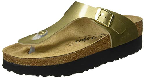 Papillio by Birkenstock Tongs Gizeh Birko-Flor Platform Metallic Gold, Sandalia para Mujer, 38 EU