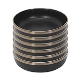 Conçu en céramique. AltoBuy Set de 6 Assiettes Creuses Noires en céramique avec liseré doré (Ø18cm)