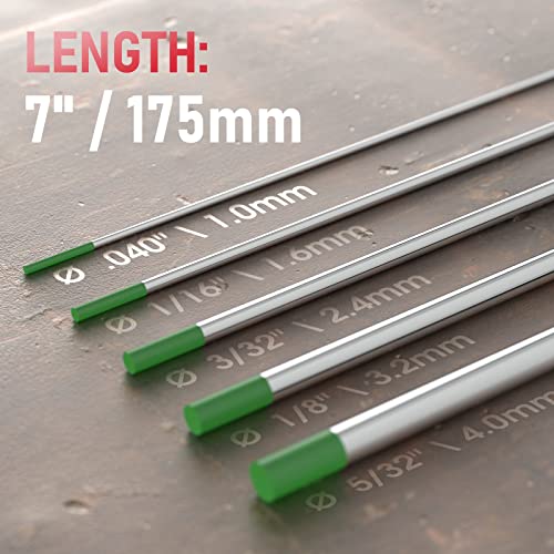 Image of YESWELDER TIG Welding Tungsten Electrode Pure Tungsten | 10-pk .040 inch x 7 inch Green EWP