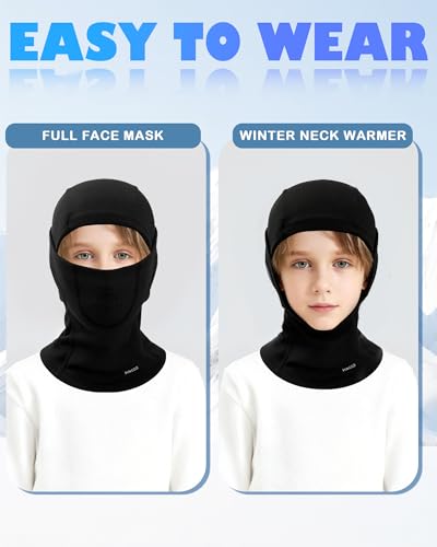 Image of Breathable Kids Balaclava Ski Mask, Winter Warm Face Mask for Boys Girls Fleece Neck Warmer for Cold Weather