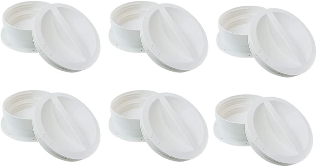 Dual Size Wall Mount Connector for Portable AC Vent, 6 and 6.5 Inches Hose Compatible, White, Cover Plug Included, Omni-Directional (6)