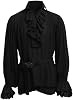 BaronHong Pirate Shirt for Men Vampire Renaissance Victorian Steampunk Gothic Curled Medieval Halloween Costume