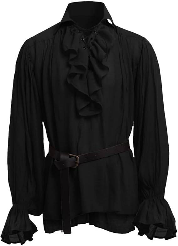 Chemise Médiévale, Pirate Ou Mousquetaire – Noire – Théatre