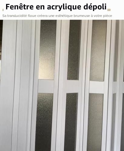 Portes en accordéon en PVC – Porte coulissante pliante de taille personnalisée pour salles de bains, cuisines, petites pièces et placards – Porte moustiquaire rétractable