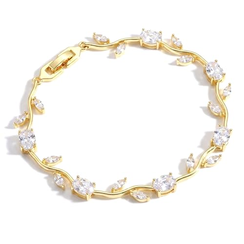 Image of THYNOX Tulip Bracelet for Women Stylish | Gold Plated Crystal Floral Jewellery | Adjustable Chain Wrist for Women & Girls Stylish | Elegant Tulip Bracelet for Women, Party & Daily Wear Accessory