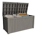 PATIOEASY Outdoor Storage Box 205GAL Waterproof Resin Deck Box,Pool Accessories Supplies?UV-Resistant Lockable Package Delivery Bin for Garden Tools,Large Patio Outside Cushions,Chest,Furniture,Grey