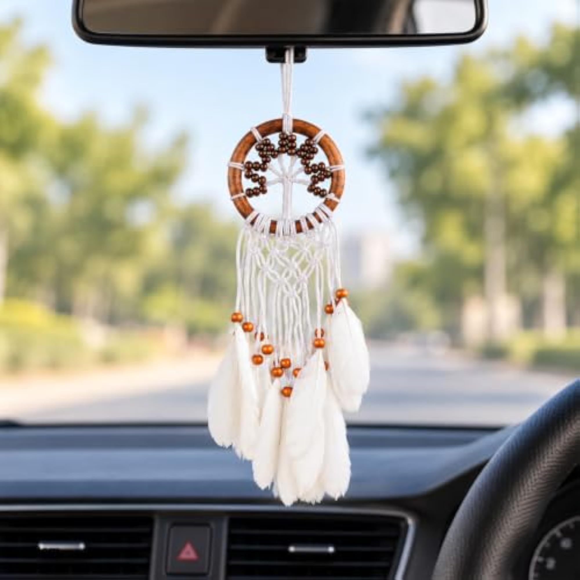 Tree Dreamcatcher for Car, Wooden Ring Wall Hanging Decor