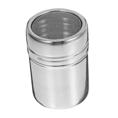 Cabilock Stainless Steel Dusting Tube Powder Sugar Dispenser Shaker Fine Mesh Sifter for Baking Easy Clean Design for Cappuccino Latte 5x7cm