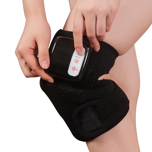 Masajeador de rodillas con calor, vibración, piedras de jade y carbón de bambú | Masajeador calentado para rodillas con jade y carbón de bambú, 3 modos de vibración, diseño portátil y wearable con controles LED miniatura 7
