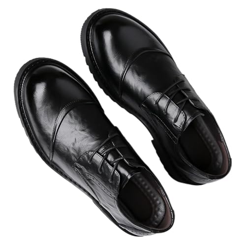 Men's Genuine Leather Derby Shoes Comfortable Lace-Up Formal Shoes for Business Trendy Large Toe Dress Shoes for Work and Events