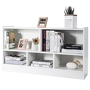 Tangkula 5 Cube Bookcase, 2 Tier Wooden Storage Open Bookshelf, Multipurpose Display Storage Cabinet for Living Room, Bedroom, Hallway, Kid’s Playroom, Reading Nook (White)