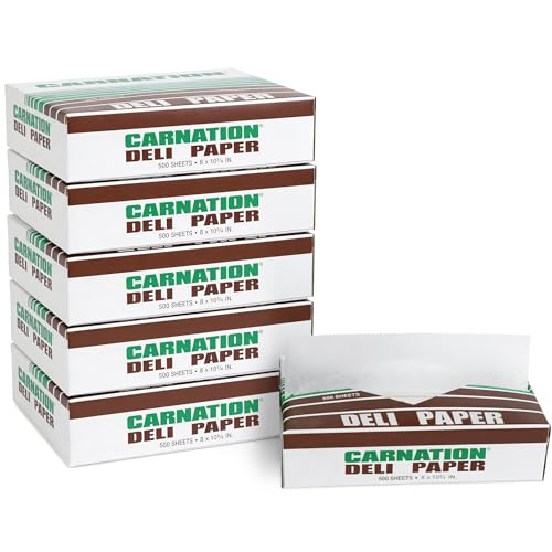 Carnation 3000 Pcs White Deli Wrap Wax Paper Sheets - 8" x 10.75" Pre-Cut, Interfolded Food Paper Sheets - for Basket Liners, Sandwich Wrapping - Grease and Oil-Resistant, Non-Stick, Microwave-Safe