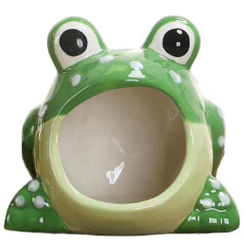 Cuenco de caramelo para oficina, cuenco de caramelo de rana, plato pequeño de cerámica con forma de rana de boca, lindo tarro de galletas para la mesa de la oficina de la cocina del hogar, cer