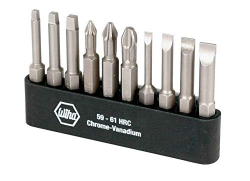 Wiha 74988 Slotted Phillips And Square Power Bit Set With Holder, 10-Piece #TOP1
