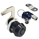 1 Pack Black Toolbox Locks with Keys 5/8 Inch Tubular Cam Lock Keyed Alike Zinc Alloy Cabinet Lock Hook Cam Drawers Locks