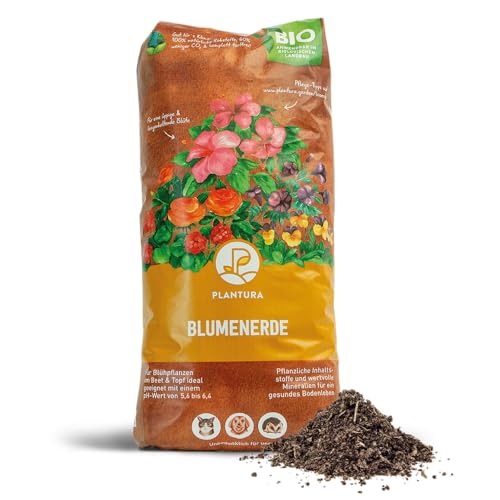 Plantura Bio-Blumenerde, torffrei & vegan, Bio Erde mit Dünger für alle Garten- & Balkonpflanzen, drinnen & draußen, 12,5 L Plantura Bio-Blumenerde, torffrei & vegan, Bio Erde mit Dünger für alle Garten- & Balkonpflanzen, drinnen & draußen, 12,5 L