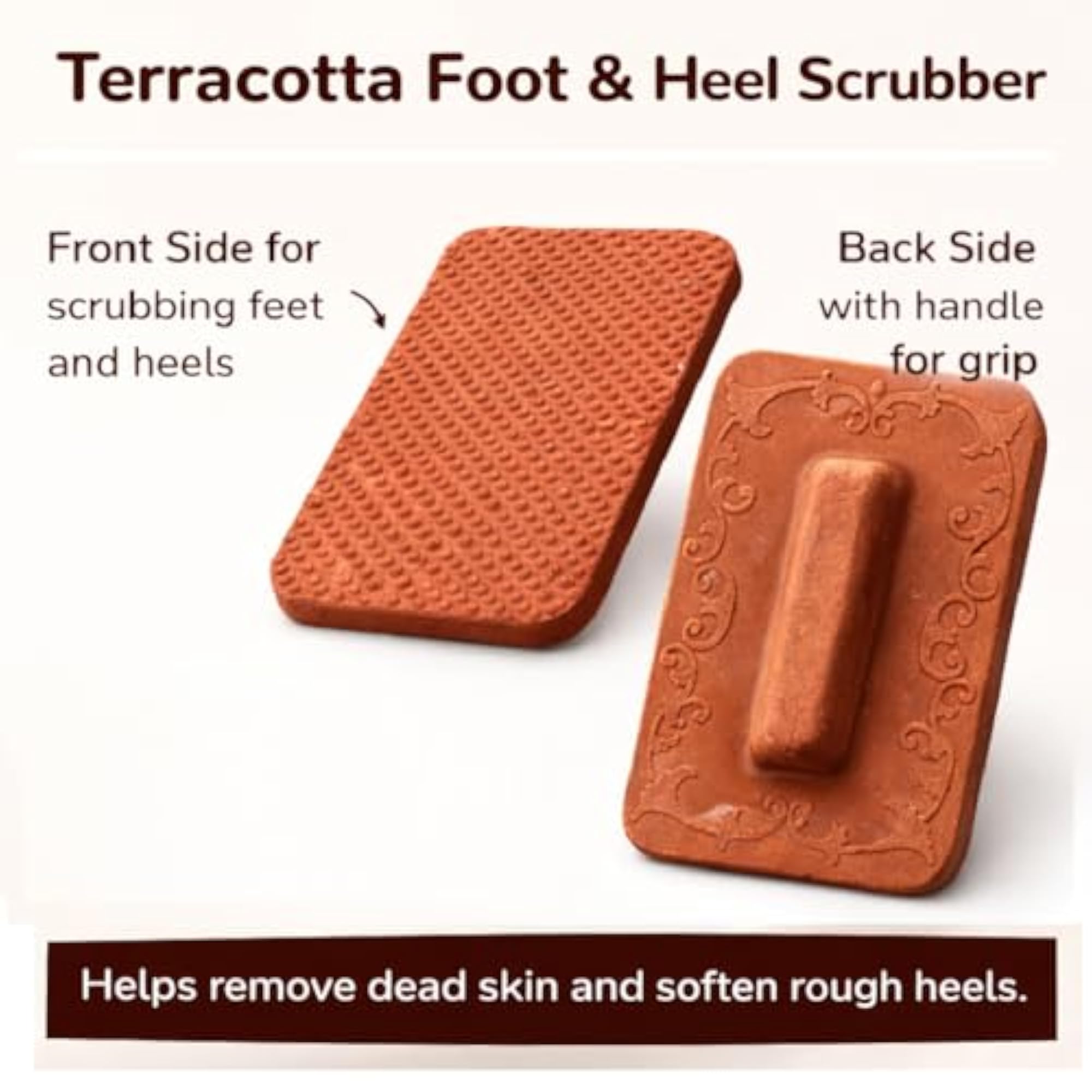 Natural Terracotta Square Foot Scrubber Set of 2