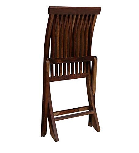 Image of WELL KNOWN Solid Sheesham Folding Chair for Living Room | Foldable 2 Chairs for Outdoor, Garden & Balcony, Natural Teak Finish Space-Saving Design Perfect for Modern Homes