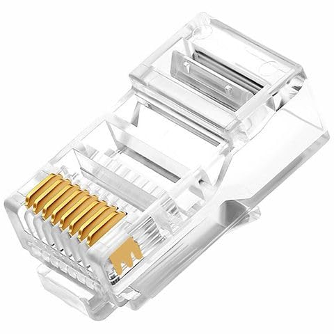 Zhongyun Electronics Ethernet RJ45 Connectors- Pack of 100,RJ45 Connectors Cat5e Cat6 Ends/Cat5e Cat6 Connector/RJ45 Modular Plugs/Ethernet Plugs/Network Connector,8P8C,UTP (Cat6), transparent