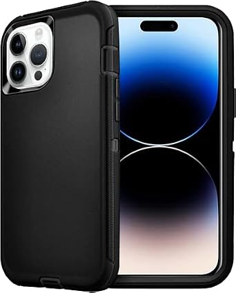 Case for iPhone 14 Pro, Heavy Duty Protective Phone Case, 3-Layer Military Grade Protection Shockproof/Dustproof/Drop Proof Rugged Cover for iPhone 14 Pro 6.1" Black
