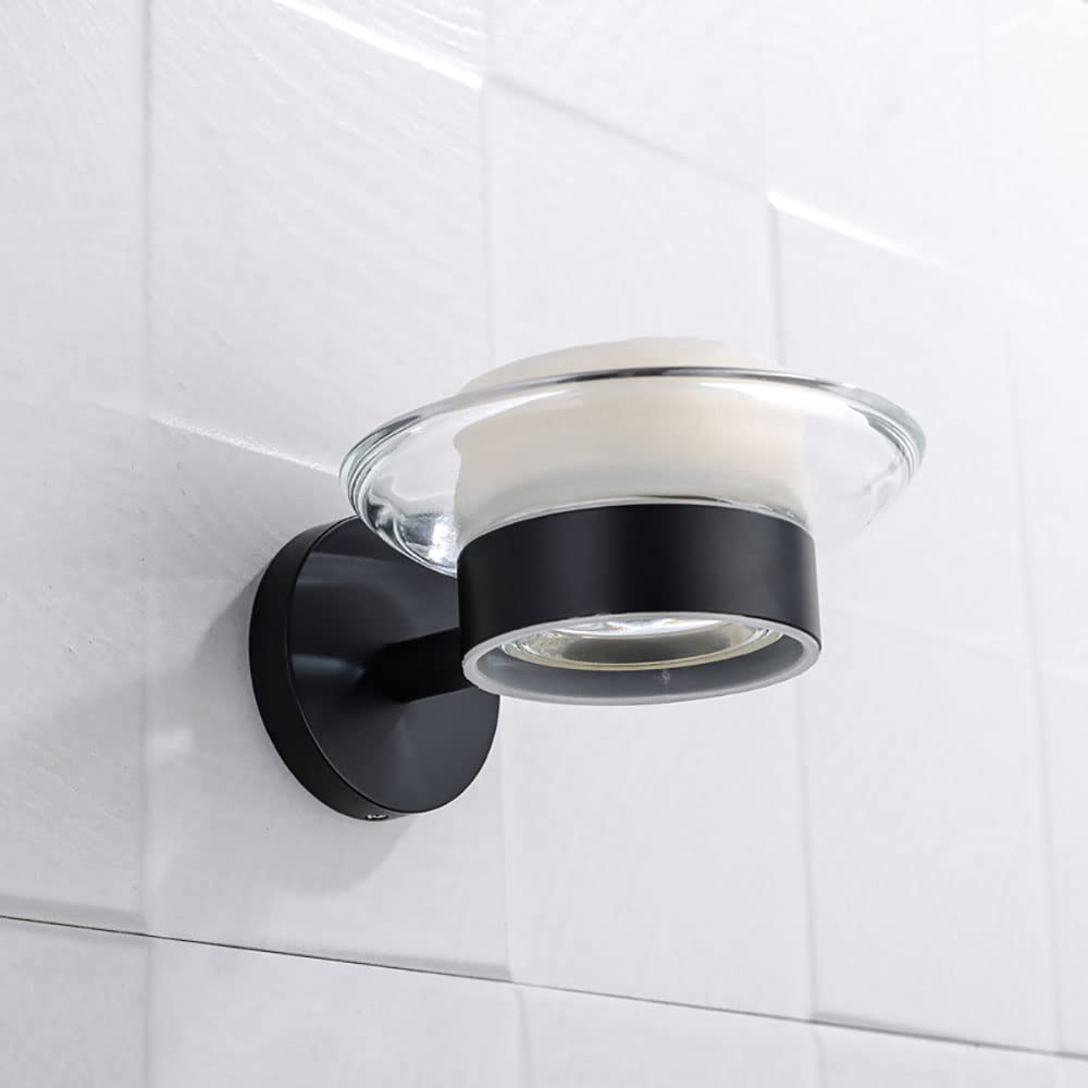Seifenstangenhalter， Moderne Seifenschale fürs Badezimmer, Toilettenseifenschalenhalter aus Edelstahl SUS304 mit Glasschale, an der Wand montierter Seifenschalenhalter
