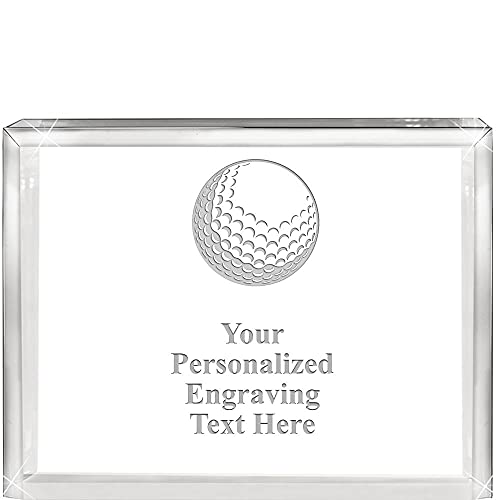 Crown Awards Golf Ball Acrylics - 4" H x 5" W Horizontal Billboard Acrylic Trophy Golf Ball Presentation Trophy, Engraving Included