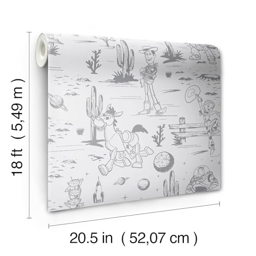 Disney Toy Story Toile Grey Peel and Stick Wallpaper by RoomMates - Used condition - Image 4