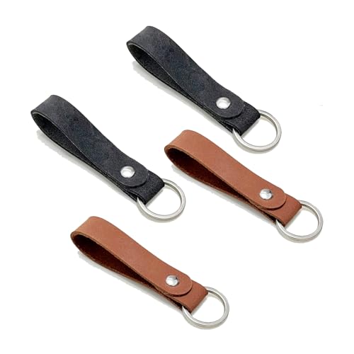 [wowjimi] キーホルダー 4本入り ブラック ブラウン 車 キーホルダー 革 自転車 鍵 バイク ーリング付き キーチェーン メンズ レディース レザー 紛失防止 男性と女性が同じタイプ