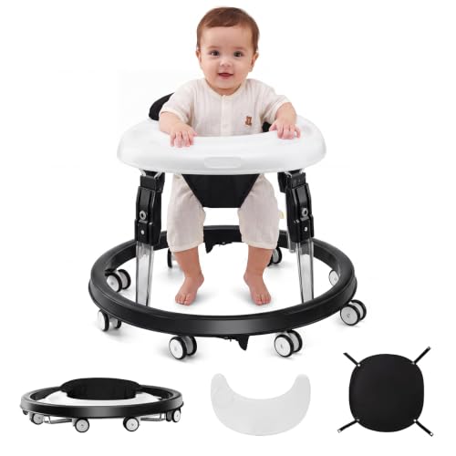 Image of Baby Walker with Wheels, One-Touch Folding, Height Adjustment Baby Walkers