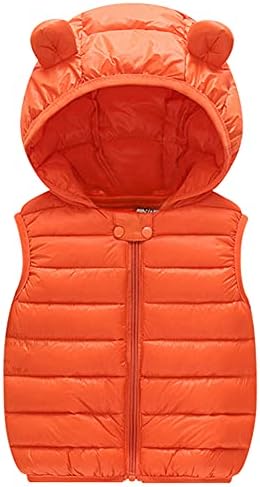 AIWUHE Baby Boys Girls Hooded Puffer Vest Winter Lightweight Sleeveless Bear ears Zipper Up Jacket Orange 90