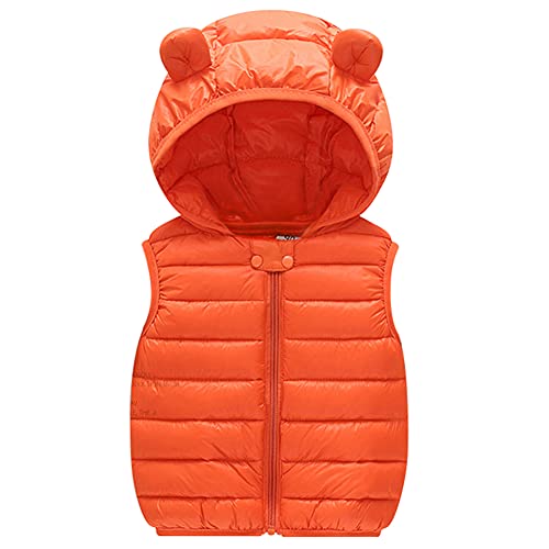 Image of AIWUHE Baby Boys Girls Hooded Puffer Vest Winter Lightweight Sleeveless Bear Ears Zipper Up Jacket Down Vest Coat Vests Kids