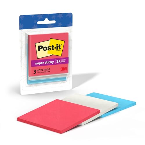 Post-it Super Sticky Notes, 3 x 3 in, Multicolor, 3 Pack | School Supplies and Office Supplies, 2X the Sticking Power - image 1