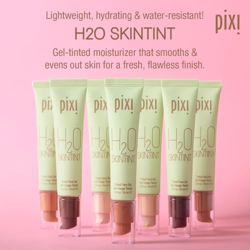 Image of Pixi H2O SkinTint | Tinted Face Gel Moisturizer | Lightweight Hydrating Coverage with Hyaluronic Acid | Evens Skin Tone & Reduces Redness | Oil-Free Dewy Finish | Tan | 1.2 fl oz
