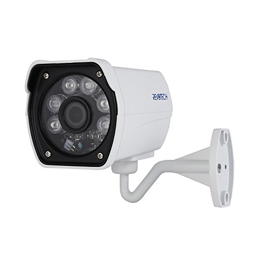 Revotech® H.265 2MP HD imperméable 1920 x 1080P 2.0MP extérieur 6 Array LED IP Camera Night Vision Bullet caméra de sécurité ONVIF P2P CCTV Cam avec IR-Cut (I6042-16E Blanc)
