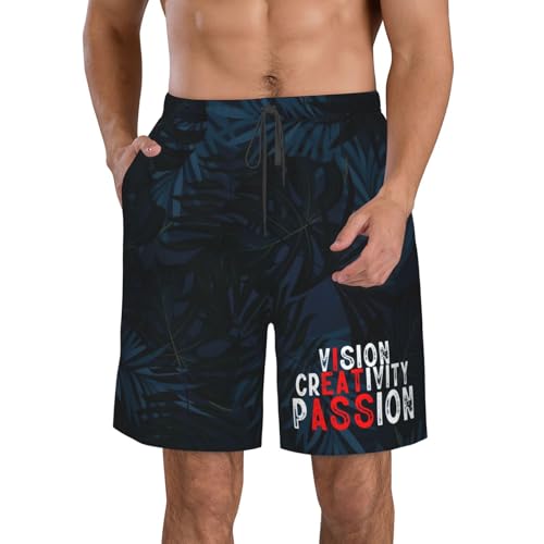 Men's Swim Trunks Bathing Suit Hawaiian Swimsuits I Eat Ass Vision Creativity Passion Beach Shorts with Pockets,