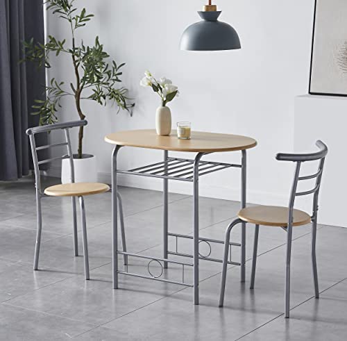 mcc direct Dining Table and Chairs Set Metal Wood Effect Kitchen Table Dining Chairs Barley (Natural)