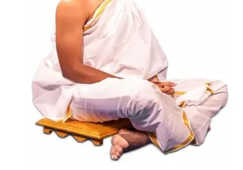 Image of Natural Wood Mango Wood Pidha /Wooden Stool /Puja Chowki /Puja Asana /Puja Bajot, (38X18X8 CM) (15X7X3 INCH)