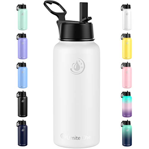 Umite Chef Sports Water Bottle with New Wide Handle Straw Lid, Vacuum Insulated