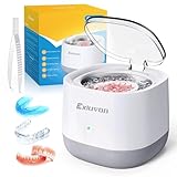 Exluvon Ultrasonic Retainer Cleaner Machine, 45kHz Portable Dental Cleaning Pod, 250ML Ultrasonic Dental Cleaner for Dentures