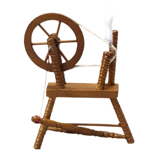 Toyvian Mini Spinning Wheel Dollhouse Decoration