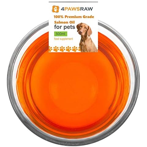 4PAWSRAW 100% Pure Scottish Salmon Oil Omega 3 Supplement. Ideal for Dogs, Cats, Horses to help maintain healthy coat and joints (500ml) Cover