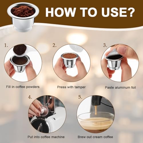 Image of Supvox 2Pcs Reusable Stainless Steel Coffee Pods Compatible with Nespresso