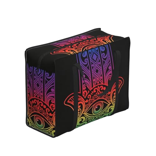 VAFZASC Foldable Moving & Storage Bags Illuminati Fatima Hamsa All Seeing Eye, Large Capacity Reusable Tote with Strong Zippers for Bedding, Clothes and Moving