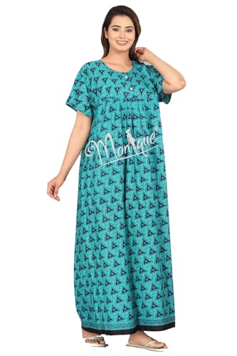 Image of Monique Brand 100% Pure Cotton Nighty for Woman | Floral Gown for Women Night Wear | Cotton Nighty for Women Stylish | Maxi for Women Cotton