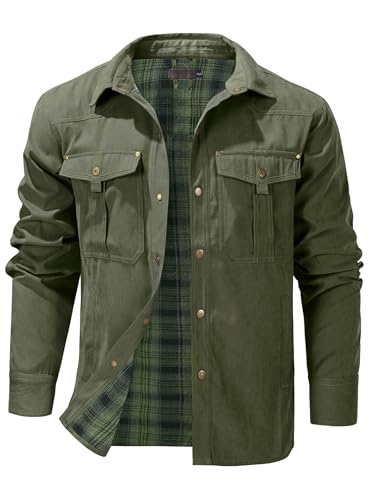 Image of HYPESTFIT Men's Plaid Flannel Lined Shirt Jackets