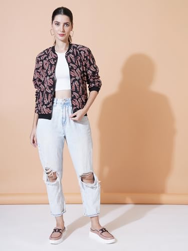 Image of 9 Impression Women's Printed Bomber Jackets | Full Zipper Regular Jacket | Casual Sweatshirt | Oversized Jackets for Women | Outdoor Office Wear Winter Jackets
