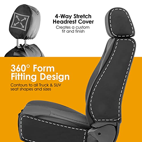 Image of LPI Truck Carson Heavy Duty Truck Seat Covers for Front Seats; Fits Full-Size SUV or Truck; Includes Front, Built-in Molle Style Organizer; Semi-Custom Fit; Faux Leather; 2pcs, Black