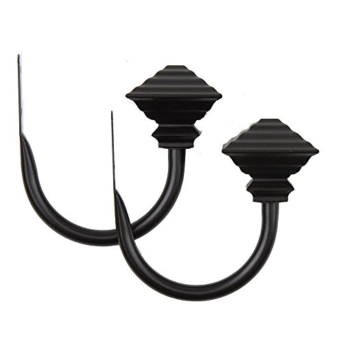 Rod Desyne Home Decorative Window Accessories Quad Finial Holdback Pair Black