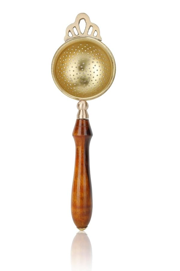 Brass Tea Strainer with Wooden Handle (5 cms Base Diameter)