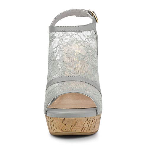 Allegra K Women's Open Toe Platform Heel Lace Wedges Sandals2